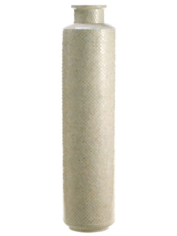 14"Dx60"H Glass Mosaic Tall Vase White (pack of 1)
