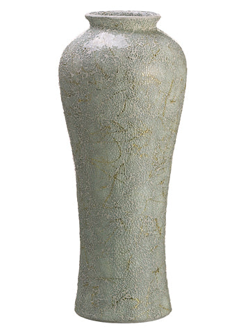 9"Dx25"H Crackle Glass Vase  Cream Gold (pack of 1)
