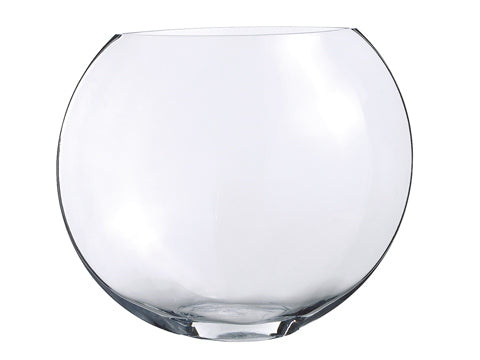 13" Large Round-Flat Shaped Glass Vase Clear (pack of 1)