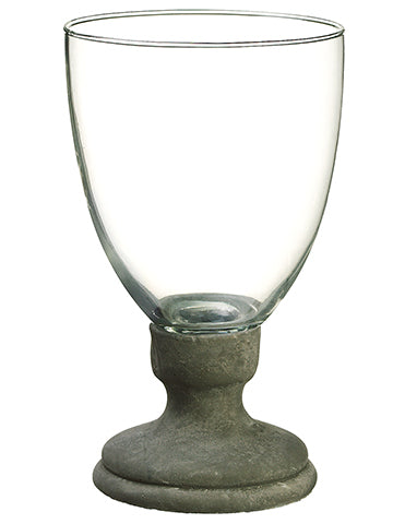 8.25"Hx5"D Glass Vase w/Cement Base Clear Gray (pack of 6)