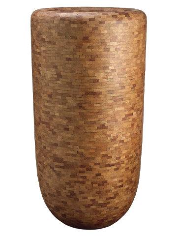 25"Dx49"H Wood-Look Mosaic Container Brown (pack of 1)