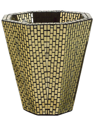 14.75"Dx15"H Mirror Container  Gold (pack of 1)