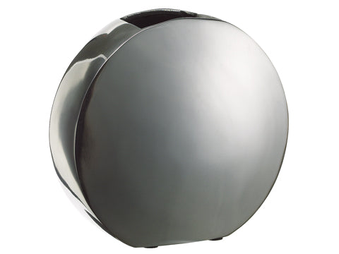 6.5"Hx3"Wx7"L Round Flat Vase  Silver (pack of 1)