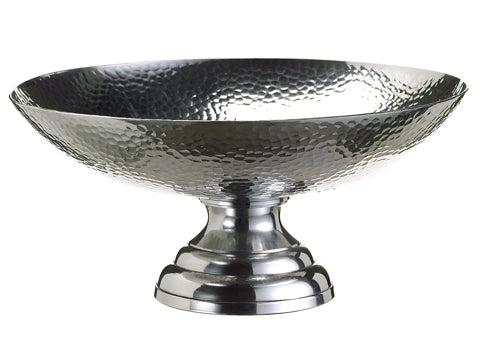 12.5"Dx6"H Hammered Pedestal Bowl Silver (pack of 6)