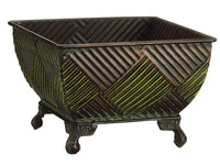 5.2"Hx7.7"Wx7.7"L Medium Square Metal Bowl Brown Green (pack of 8)