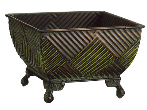 5.2"Hx7.7"Wx7.7"L Medium Square Metal Bowl Brown Green (pack of 8)