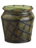 11.2"Dx11.5"H Small Round Metal Planter Two Tone Green (pack of 1)