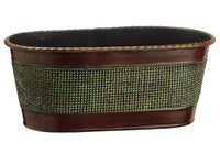 6.2"Hx8"Wx14.5"L Oval Metal Tray Brown Green (pack of 6)