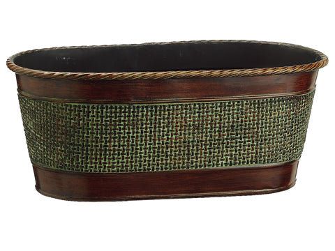 6.2"Hx8"Wx14.5"L Oval Metal Tray Brown Green (pack of 6)