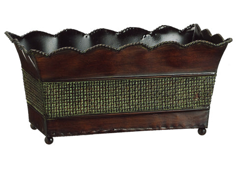 7"Hx7.5"Wx14.25"L Rectangular Metal Tray Brown Green (pack of 4)