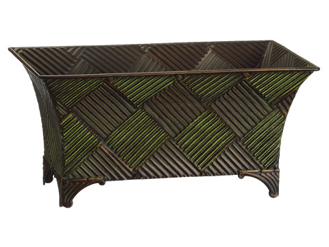 7.2"Hx8.5"Wx14.7"L Medium Rectangular Metal Tray Brown Green (pack of 8)