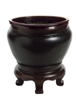 20.5"Dx20.5"H China Bowl With Base Black Brown (pack of 1)
