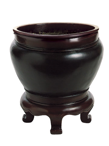 20.5"Dx20.5"H China Bowl With Base Black Brown (pack of 1)