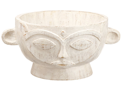 6.3"Hx10.2"D African Mask Planter Antique Beige (pack of 1)