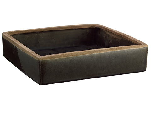 2.75"Hx12.2"Wx12.2"L Ceramic Pot Charcoal (pack of 1)