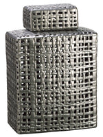 16"Hx6"Wx10.5"L Ceramic Jar w/Lid Pewter (pack of 1)