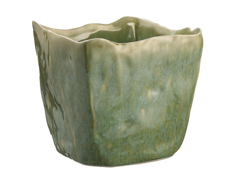8"Hx8"Wx8"L Ceramic Organic Square Pot Green (pack of 2)