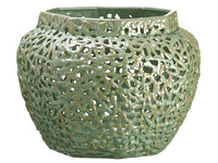 12"Hx15"D Ceramic Vase  Green (pack of 1)
