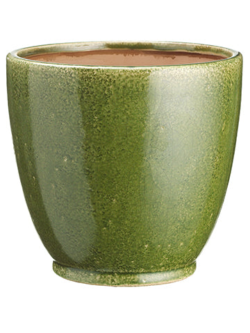 7"Dx6.6"H Round Ceramic Pot  Green (pack of 6)