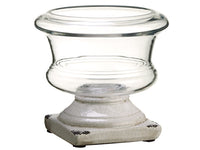 7.75"Hx8"D Glass Terrarium w/Stoneware Base Cream (pack of 2)
