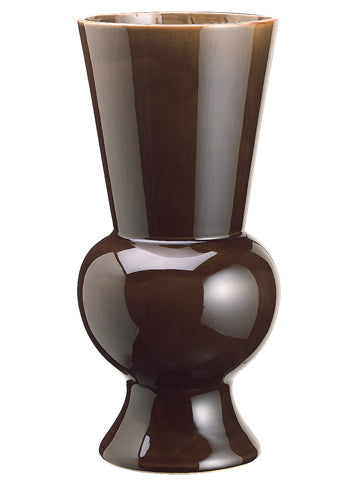 7"Dx16"H Ceramic Flared Vase  Dark Avocado (pack of 1)