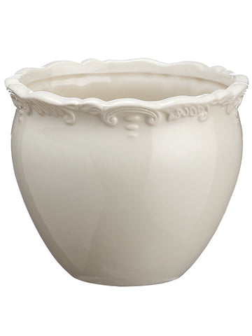 5.5"H Ceramic Container  Ivory (pack of 1)