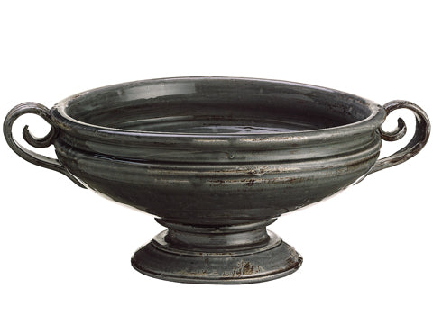 15"Dx7"H Ceramic Footed Bowl  Gray (pack of 1)