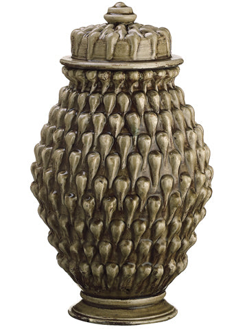 23" Ceramic Urn w/Lid  Brown (pack of 1)