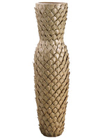 10.6"Dx39.7"H Leaf Pattern Ceramic Vase Lilac Beige (pack of 1)