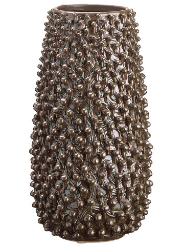 8.8"Dx15.9"H Sea Urchin Pattern Ceramic Vase Lilac Beige (pack of 1)