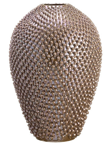 16.3"Dx24"H Sea Urchin Pattern Ceramic Vase Lilac Bronze (pack of 1)