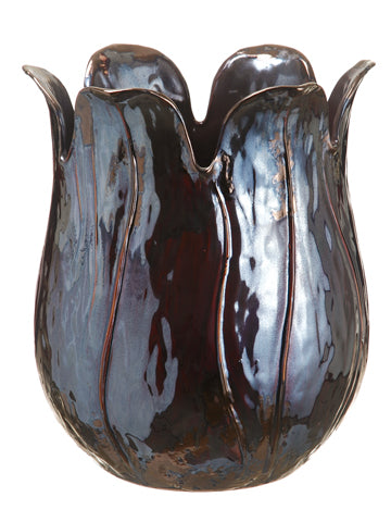 13.1"Hx10.8"D Ceramic Tulip Bud Vase Lead (pack of 2)