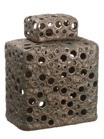 12.4" Ceramic Vase w/Lid  Bronze (pack of 2)