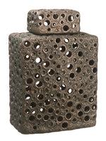 15.5" Ceramic Vase w/Lid  Bronze (pack of 1)