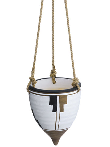 8.3"Hx6.9"D Tribal Hanging Planter White Brown (pack of 2)