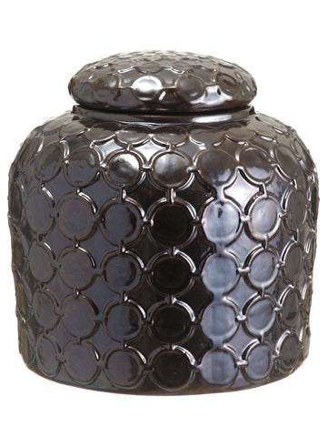 12.2"Hx12.2"D Ceramic Vase w/Lid Bronze (pack of 1)