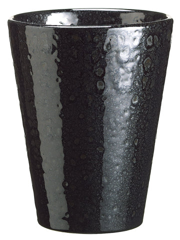 7"Dx9"H Tall Ceramic Pot  Two Tone Black (pack of 1)