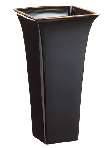 15" Large Square Tall Vase  Black Brown (pack of 1)