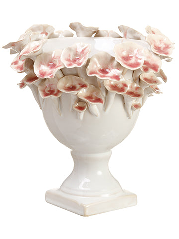 9"Hx8.25"D Ceramic Vase  White Pink (pack of 1)