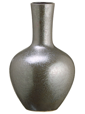 12.2"Hx7.4"D Ceramic Vase  Pewter (pack of 2)