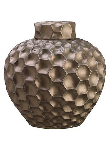 17.7"Hx17.9"D Ceramic Vase w/Lid Pewter (pack of 1)