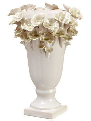 10.6"Hx.8"D Ceramic Vase  White Green (pack of 2)