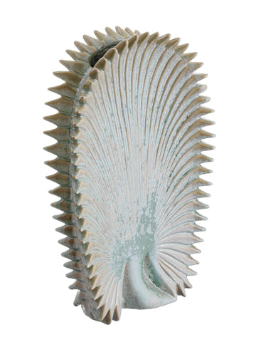 19"Hx4.7"Wx15.1"L Ceramic Leaf Vase Green (pack of 2)