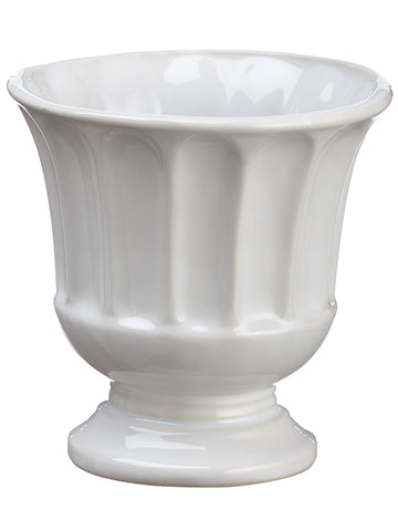 5.1"Hx4.9"D Ceramic Footed Urn White (pack of 2)