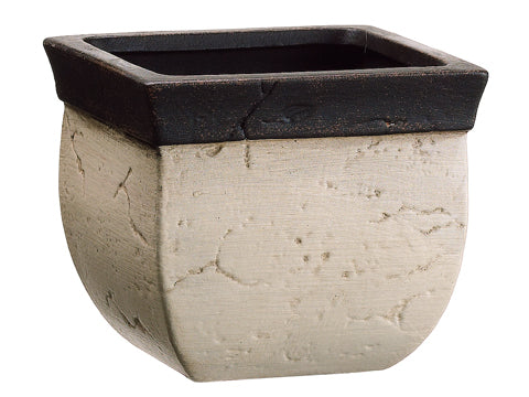 3.75"Hx4.5"Wx4.5"L Ceramic Square Container White Black (pack of 6)