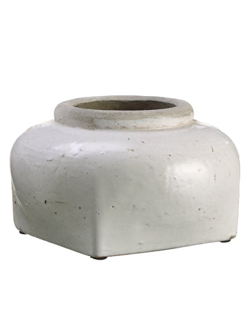 6.5"Hx11"D Stoneware Pot  Cream (pack of 2)