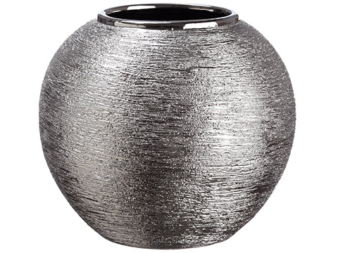 9.25"Dx8"H Ceramic Pot  Silver (pack of 4)