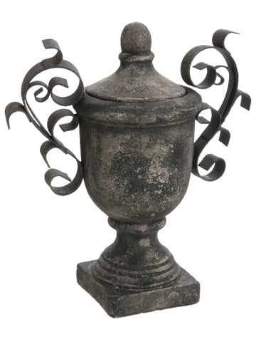 14.25" Terra Cotta Finial Container w/Lid Gray (pack of 2)