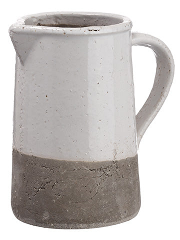 9"Hx5.25"D Stoneware Pitcher  White Gray (pack of 1)