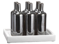 8.5"Hx8"Wx10.75"L Stoneware Bottle x6 in Cement Plate Pewter White (pack of 1)
